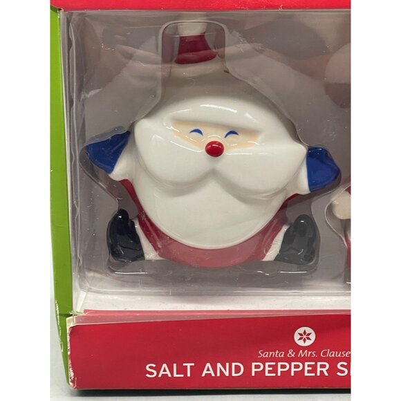 Christmas Santa & Mrs. Clause salt & pepper shaker set dinning red 4.5" READ NEW - Picture 5 of 6